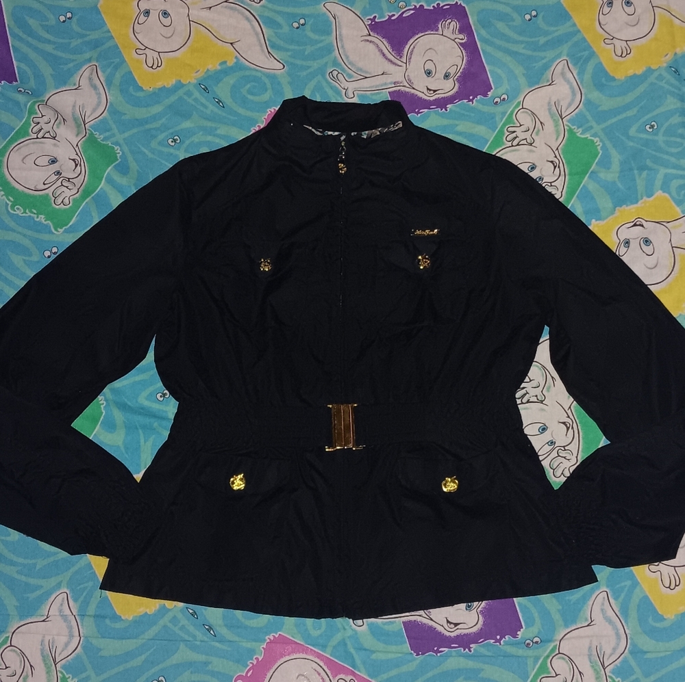 Y2K Apple Bottoms Jeans Vintage Black Windbreaker Jacket